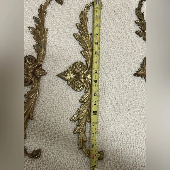 Vintage Solid Brass Wall Decor Ornament Plaque Topper Furniture Accent - Picture 13 of 16